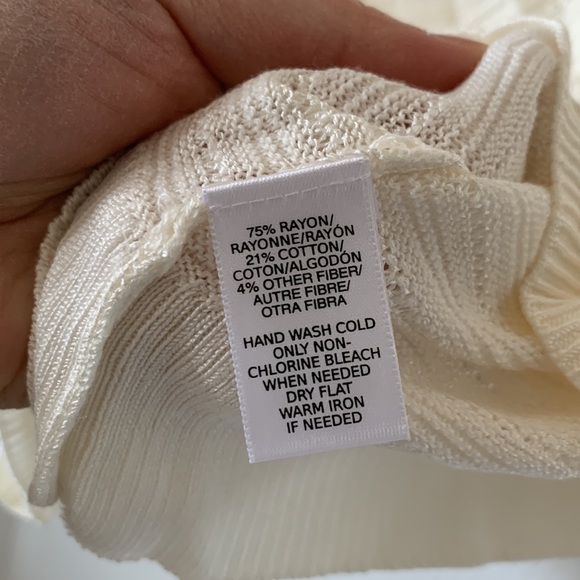 NWT LOFT Off-White Striped Knit Light Sweater - Picture 8 of 9